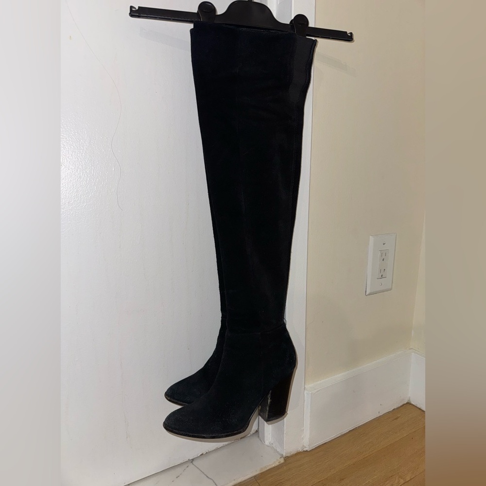 Aldo Black Suede Thigh-High Boots | Size 7 - Picture 2 of 11